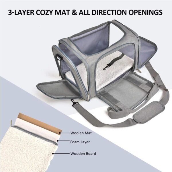 Portable Pet Carrier, TSA Airline Approved, Ideal for Cats, Dogs & Puppies up to 15 Lbs, Durable & Waterproof