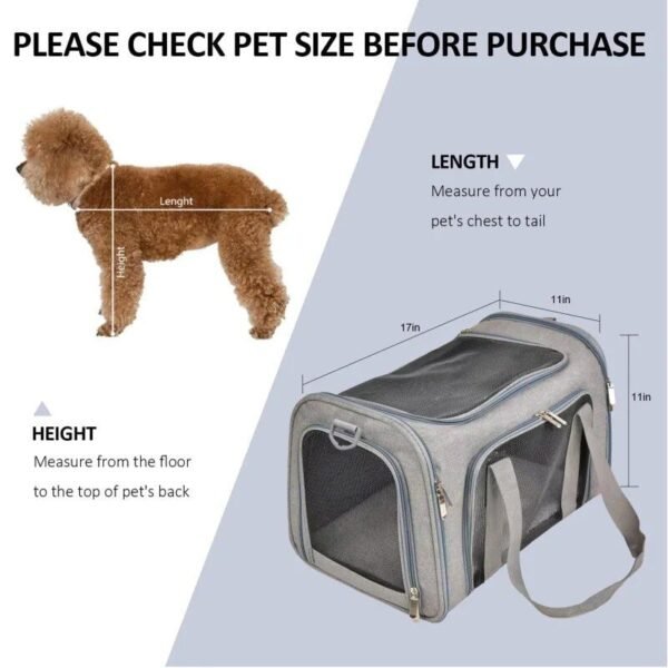 Portable Pet Carrier, TSA Airline Approved, Ideal for Cats, Dogs & Puppies up to 15 Lbs, Durable & Waterproof