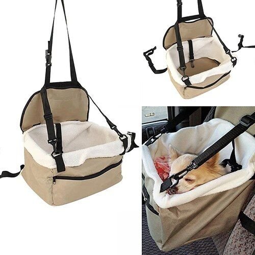 Luxury Portable Pet Booster Car Seat with Safety Leash and Storage Compartment